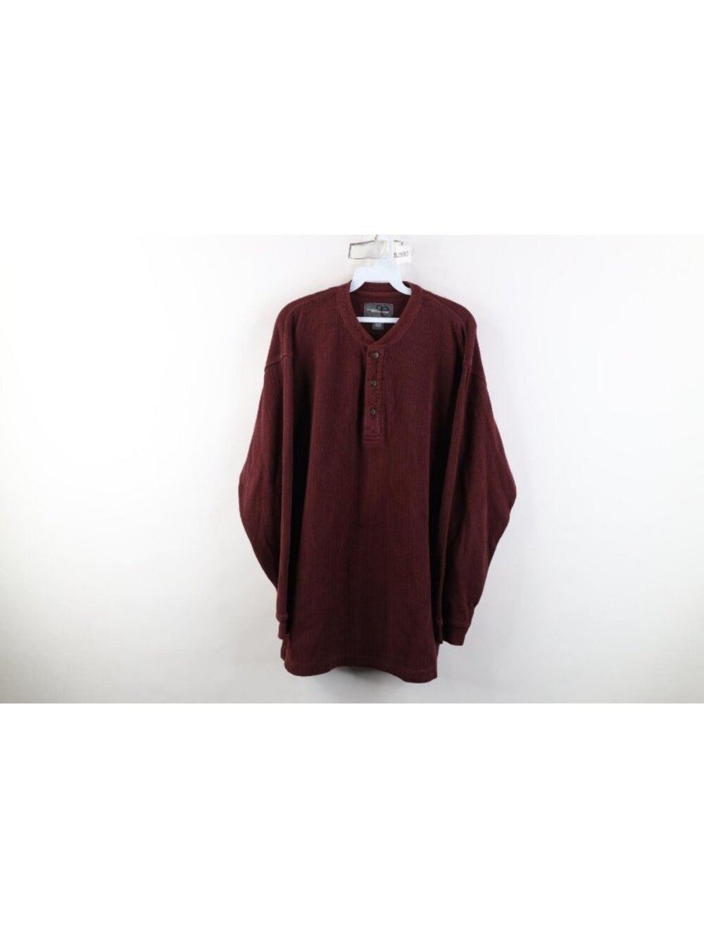 Vintage 90s Streetwear Mens LT Faded Heavy Thermal Ribbed Knit Henley T-Shirt